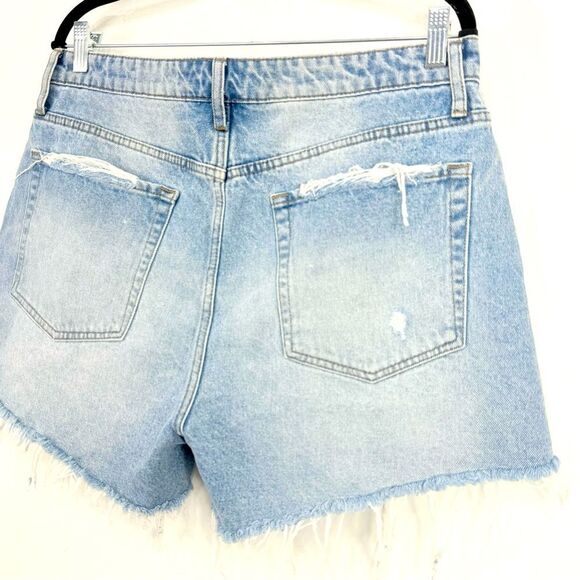 Jelly Jeans Blue 100% Cotton Light Wash Factory Distressed High Rise Denim Short - Picture 10 of 15